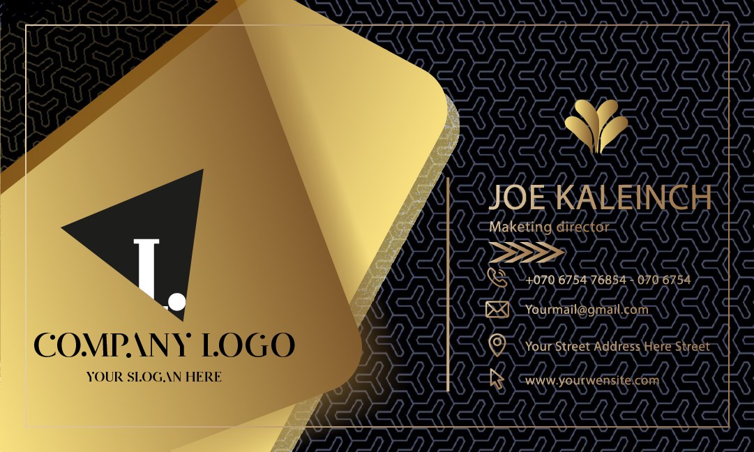 Business card template, filled with sample details